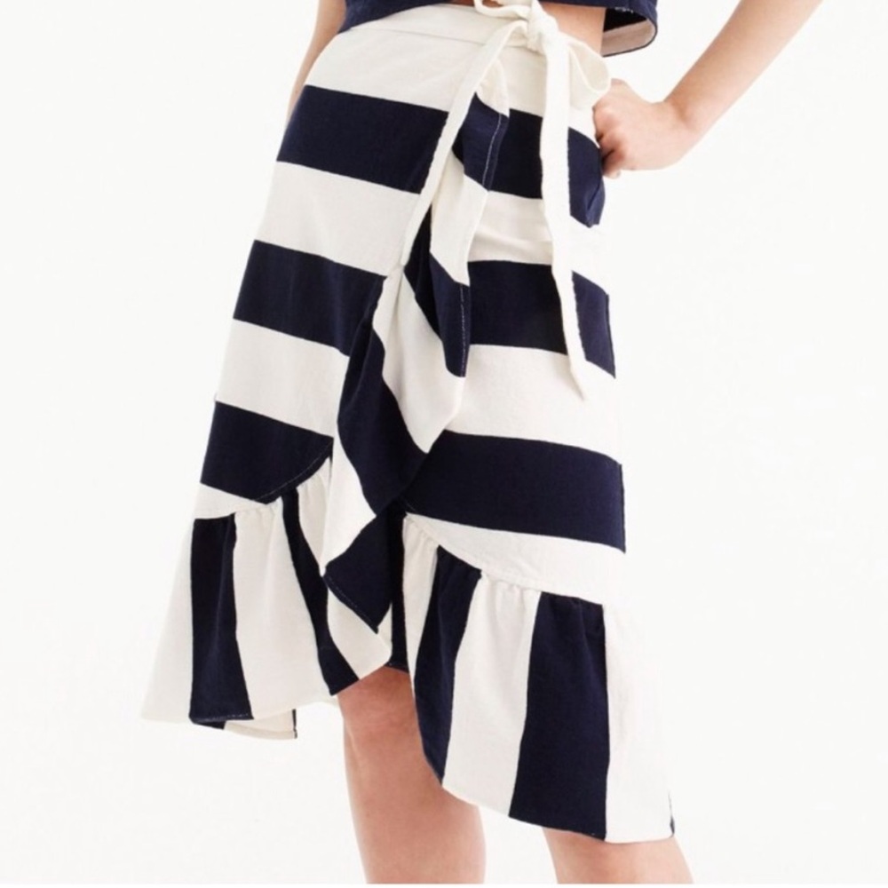 J. Crew Women's Navy/White Striped Cropped Tank Top XS/Rugby Knit Wrap Skirt XXS - Picture 8 of 15